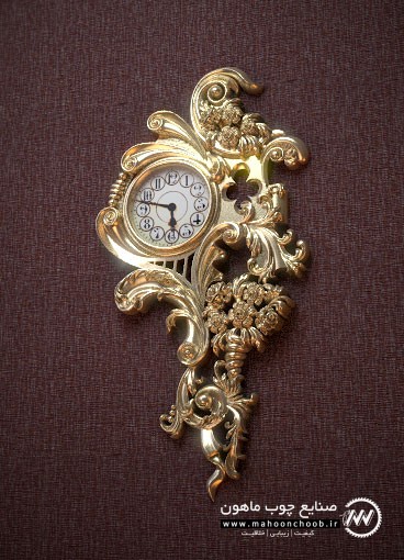 wall clock ساعت دیواری تارادیس چوبی راش منبت شده سلطنتی ماهون چوب