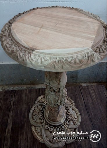 میز استند سرو چوبی راش منبت شده سلطنتی ماهون چوب