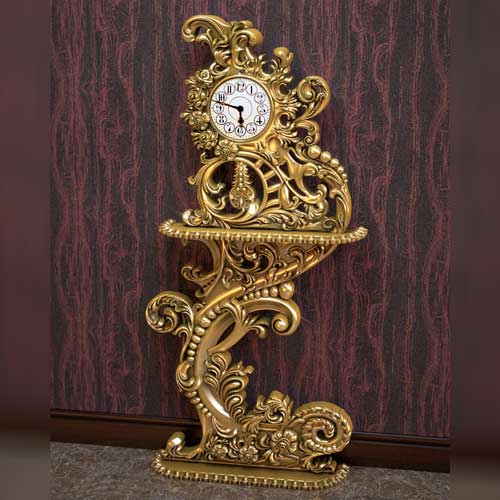 ساعت کنسول پارمیدا چوبی راش منبت شده سلطنتی ماهون چوب