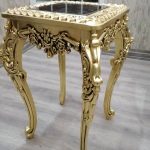 میز استند کنار سالنی یلدا چوبی راش منبت شده سلطنتی ماهون چوب