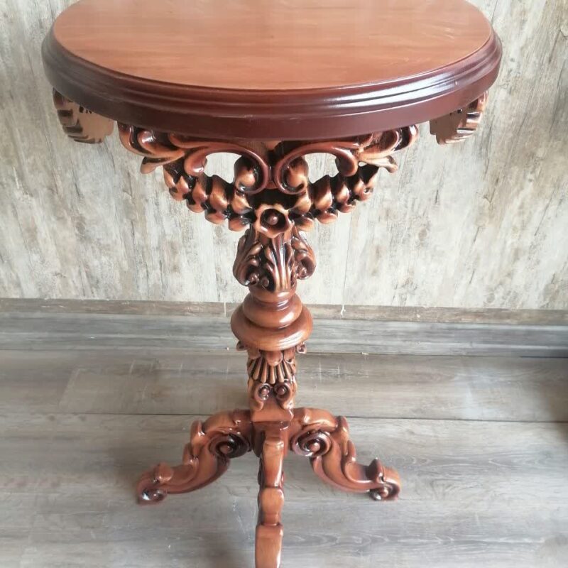 میز استند مدل آتوسا میز استند چوبی منبت شده سلطنتی ماهون چوب