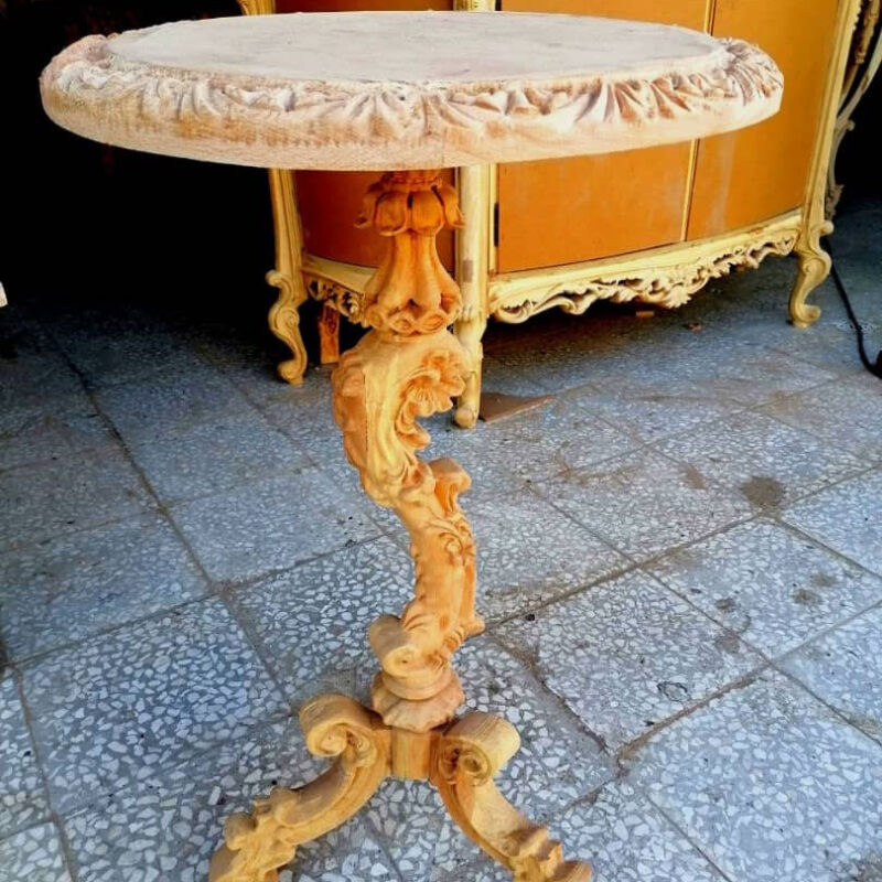 میز استند کنار سالنی بهسا چوبی راش منبت شده سلطنتی ماهون چوب
