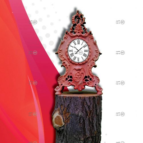 ساعت رومیزی منبت شیدا چوبی منبت شده سلطنتی ماهون چوب