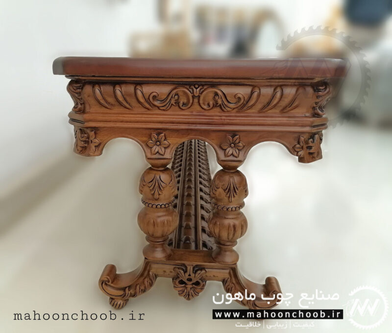 میز تلویزیون چوبی منبت شده سلطنتی اوپال ماهون چوب
