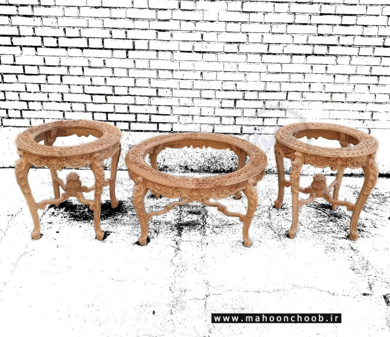 میز تلویزیون سلطنتی چوبی منبت شده تولید ماهون چوب