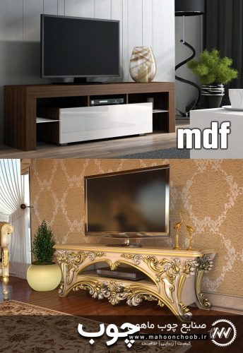 تفاوت میز تلویزیون چوبی منبت با MDF