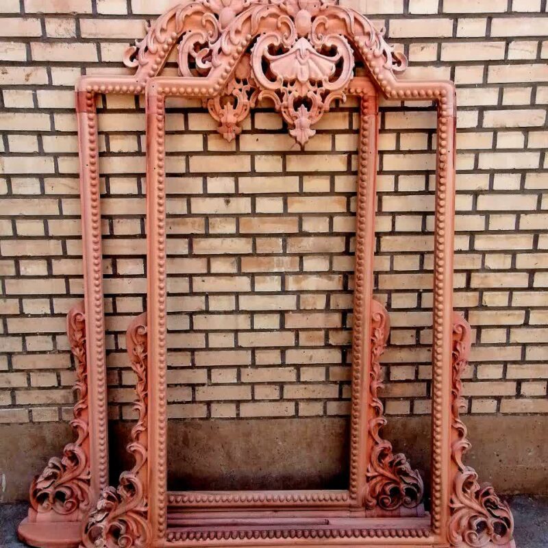 قاب آینه مدل هیبا آینه کنسول چوبی منبت شده سلطنتی ماهون چوب