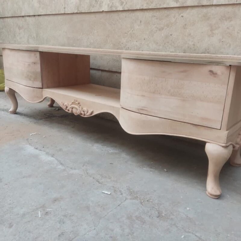 میز تلویزیون چوبی خام غزال