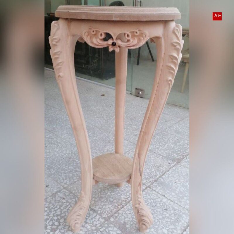 میز کنار سالنی استند چوبی منبت خام نسترن